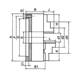 Mandrin de tour - 3 mors DIN6350 - fonte