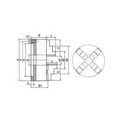 Mandrin de tour - 4 mors DIN6350 - fonte