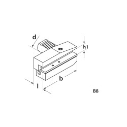 Porte outil VDI DIN 69880 forme B8 radial long à gauche inversé
