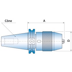 Mandrin de perçage monobloc DIN69871 ISO 30