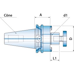 Porte-fraise tourteau DIN69871 ISO 40