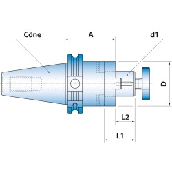 Porte-fraise combiné double usage DIN69871 ISO 40