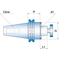 Porte-fraise à trou lisse DIN69871 ISO 50