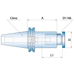 Porte-fraise à piston coulissant DIN69871 ISO 50
