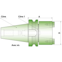 Douille de réduction cône/cône avec vis MAS403 BT 50