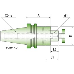 Porte-fraise combiné double usage MAS403 BT 50