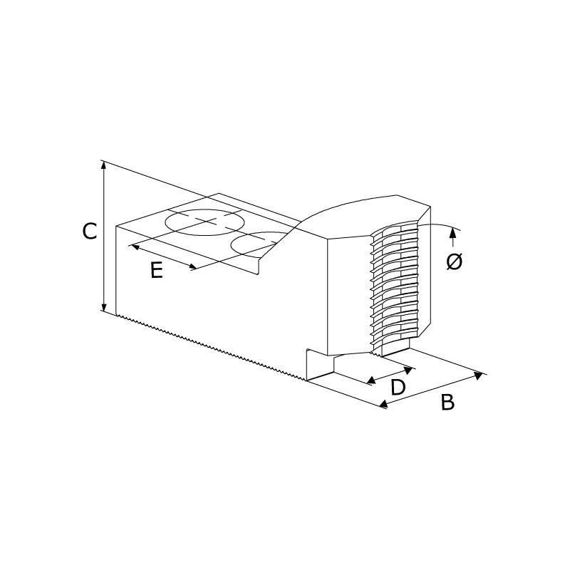 Mors durs serre-barres - stries 1,5mm x 60° - acier GTM-M Kitagawa